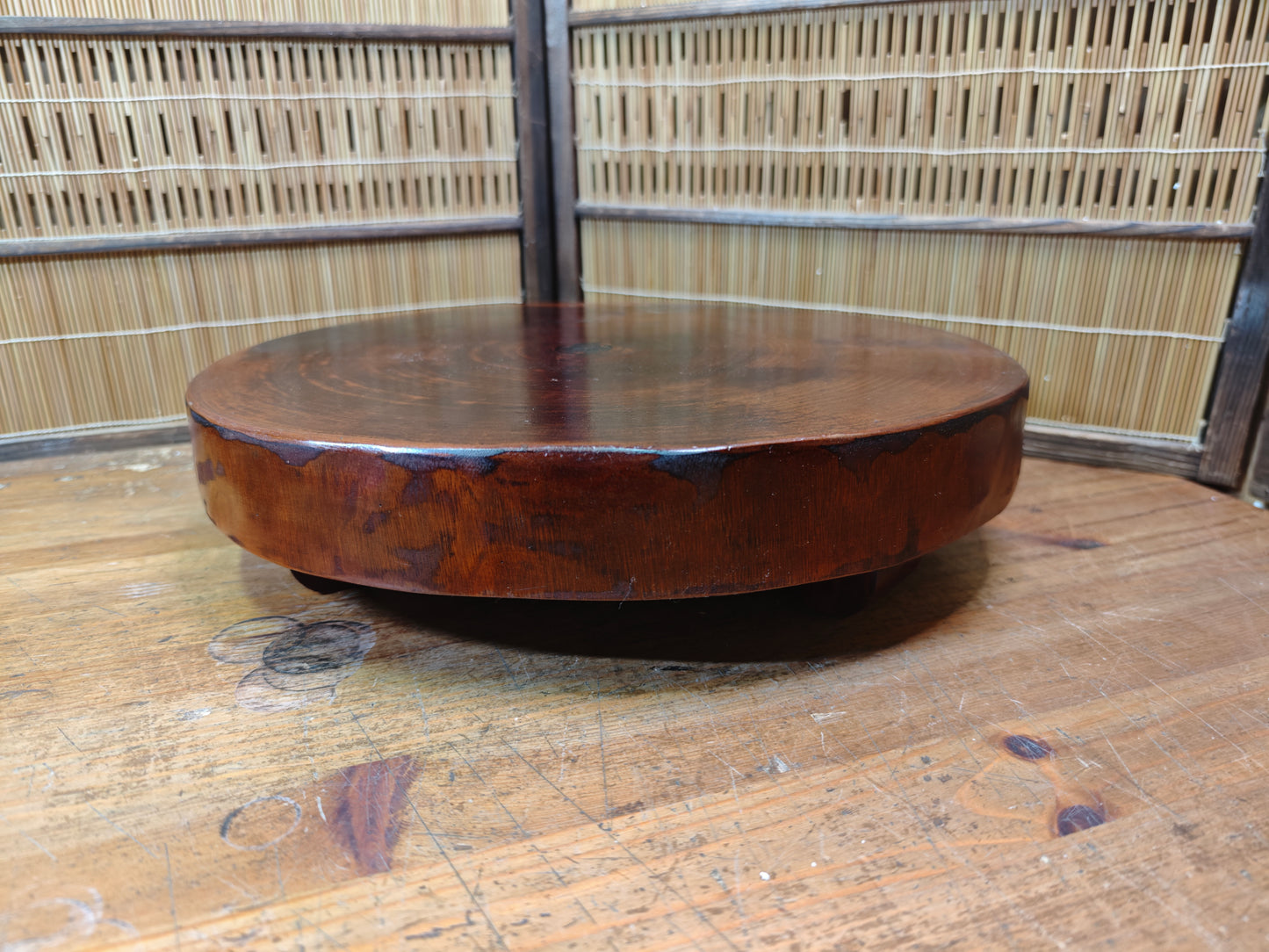 Vintage Japanese Bonsai Table Sugi Wood Burl Natural Display Stand Signed