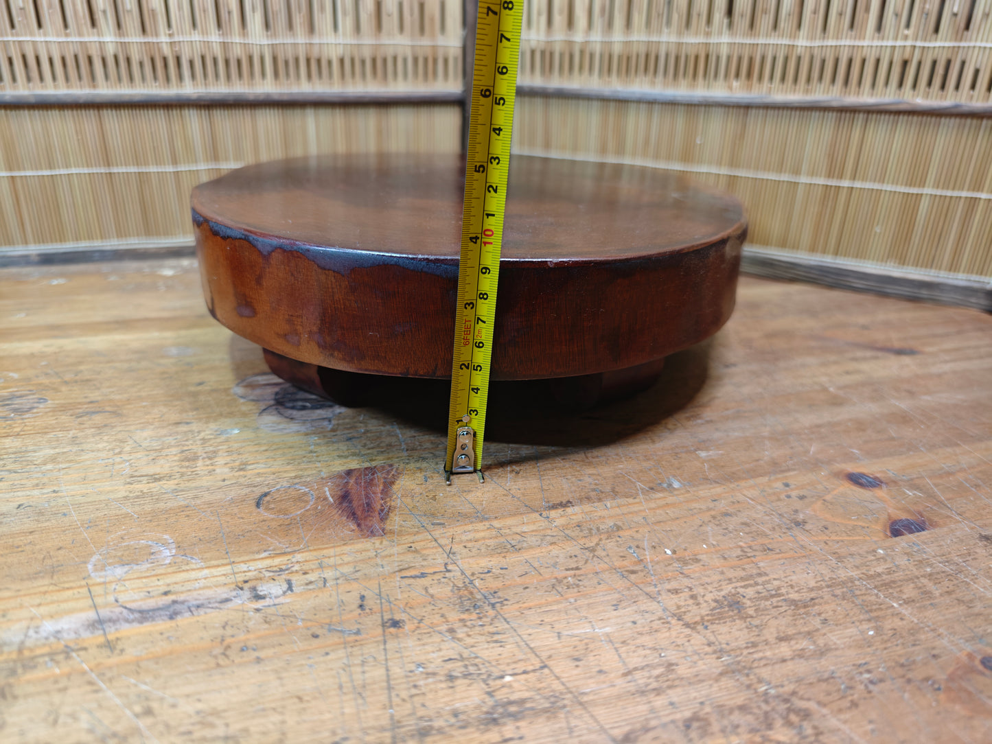 Vintage Japanese Bonsai Table Sugi Wood Burl Natural Display Stand Signed