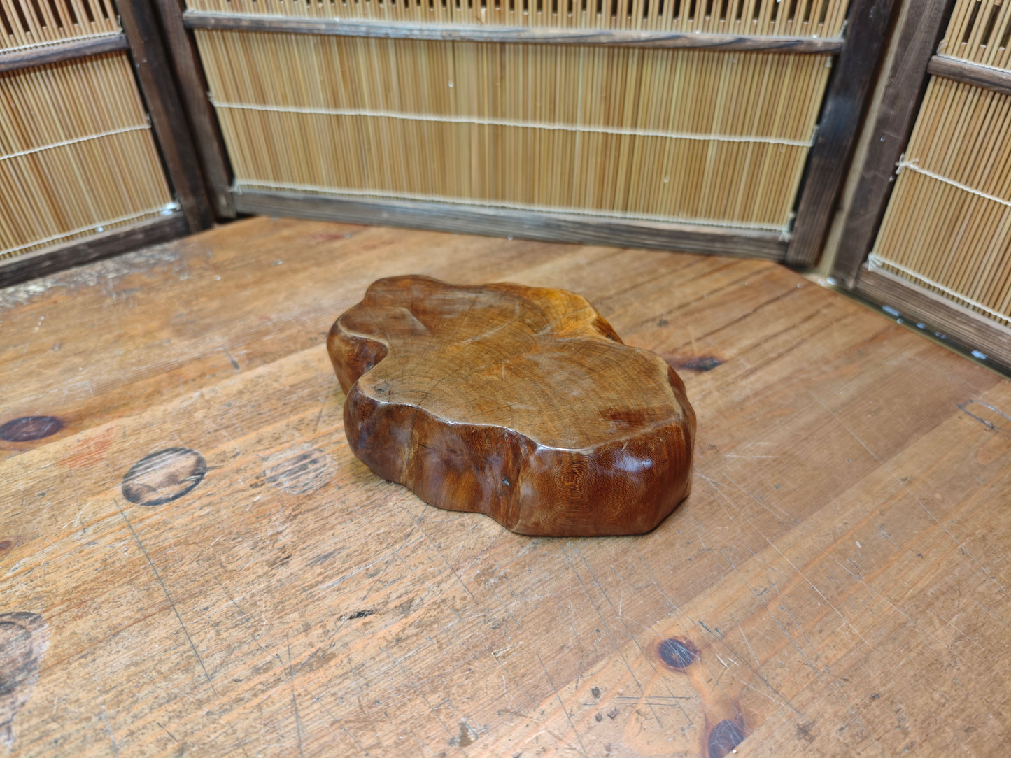 Vintage Japanese Bonsai Table Oak Burl Root Wood Wabi Sabi Stand