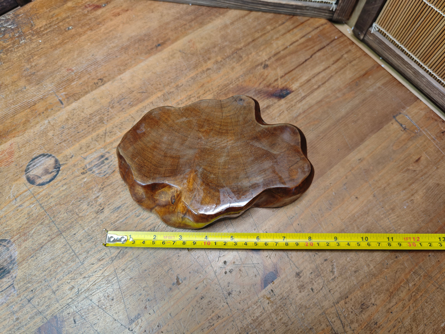 Vintage Japanese Bonsai Table Oak Burl Root Wood Wabi Sabi Stand