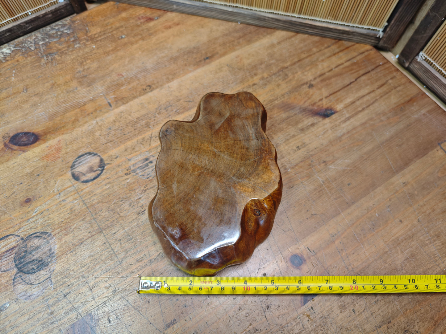 Vintage Japanese Bonsai Table Oak Burl Root Wood Wabi Sabi Stand