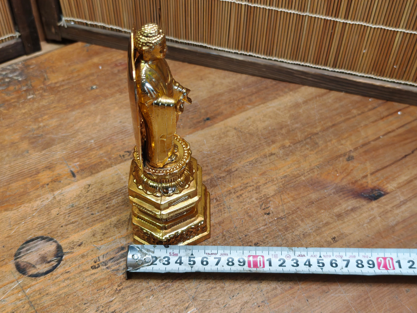 Vintage Japanese Brass Buddha Statue Gold Finish Lotus Base Figure Art