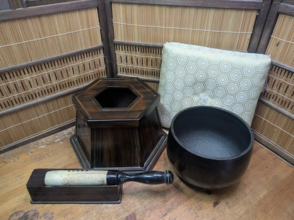 Rare Japanese Buddhist Rin Bell Set Bronze Meditation Gong with Stand