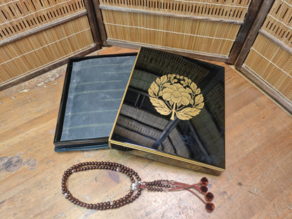 Vintage Japanese Buddhist Prayer Set 1944 Juzu Book Box Temple Rare Art