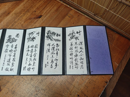 Vintage Japanese Byobu 8 Panel Folding Screen Hand Painted Gold Rare Art
