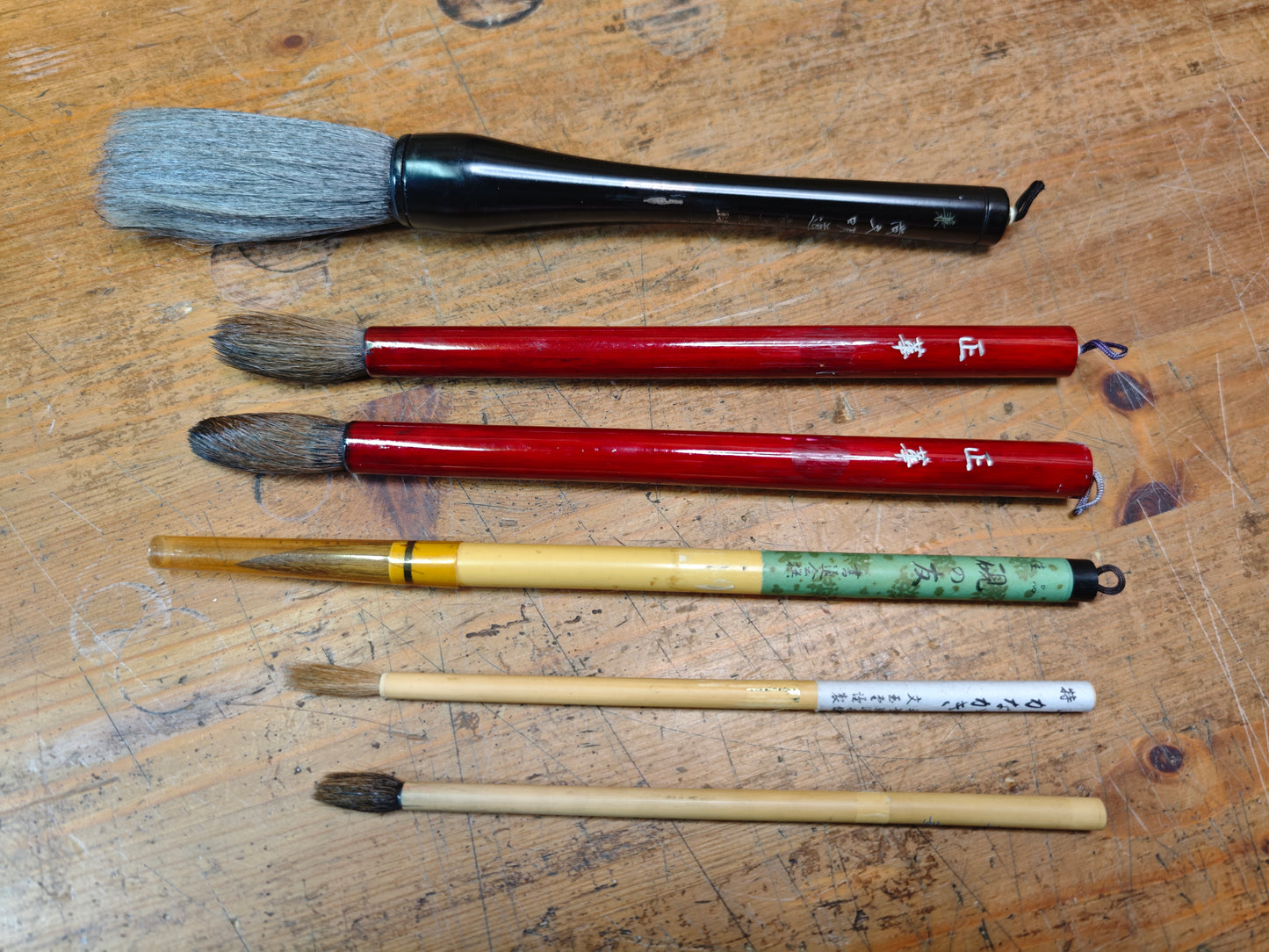 Japanese Calligraphy Set Sumi-e Brushes, Kuretake Inkstone & Takotsubo