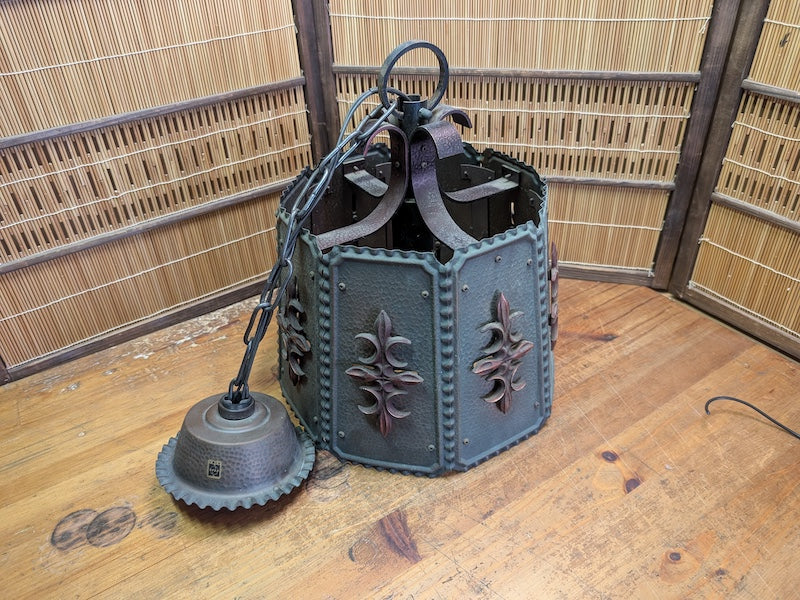 Rare Matsushita Ceiling Lamp LT16095 Copper Steel Pendant Light Japan