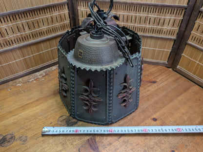 Rare Matsushita Ceiling Lamp LT16095 Copper Steel Pendant Light Japan