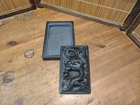 Authentic Japanese Dragon Suzuri Inkstone Showa Era Calligraphy Stone