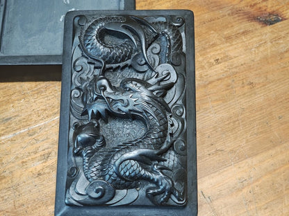 Authentic Japanese Dragon Suzuri Inkstone Showa Era Calligraphy Stone