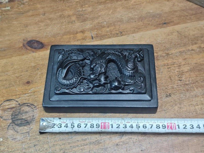 Authentic Japanese Dragon Suzuri Inkstone Showa Era Calligraphy Stone