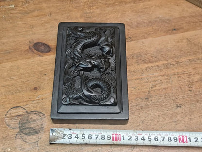 Authentic Japanese Dragon Suzuri Inkstone Showa Era Calligraphy Stone