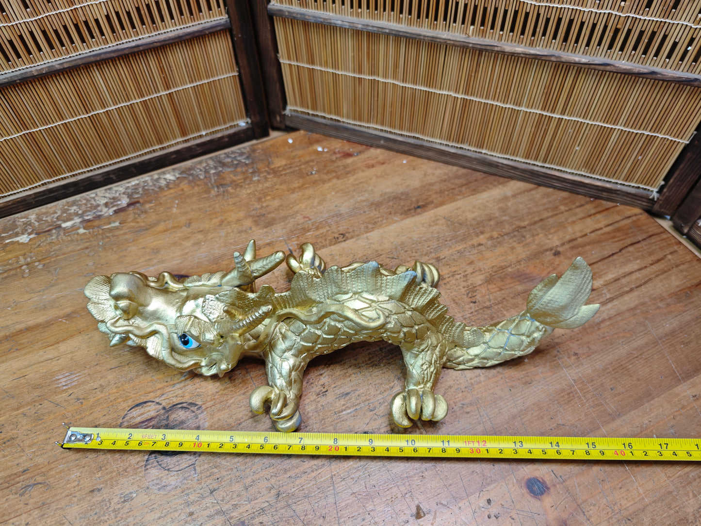 Vintage Japanese Dragon Pottery Gold Statue 1970s Shimonoseki Rare Art