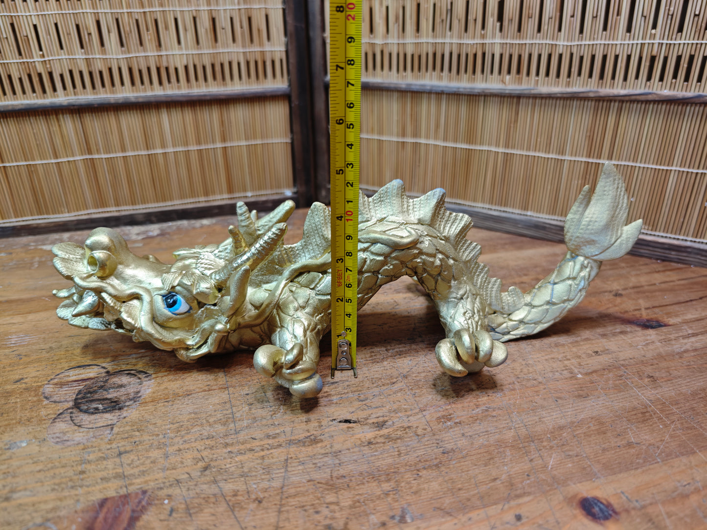 Vintage Japanese Dragon Pottery Gold Statue 1970s Shimonoseki Rare Art
