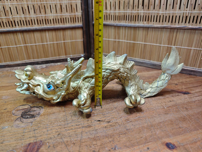 Vintage Japanese Dragon Pottery Gold Statue 1970s Shimonoseki Rare Art
