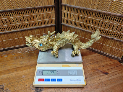 Vintage Japanese Dragon Pottery Gold Statue 1970s Shimonoseki Rare Art