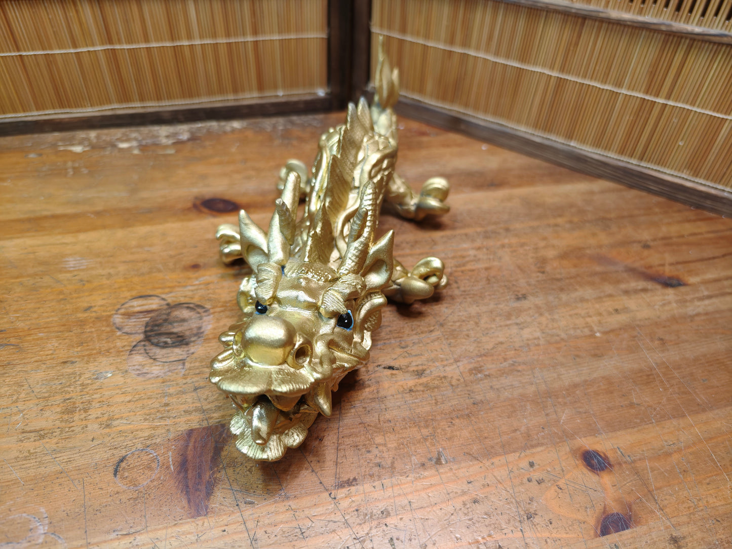 Vintage Japanese Dragon Pottery Gold Statue 1970s Shimonoseki Rare Art