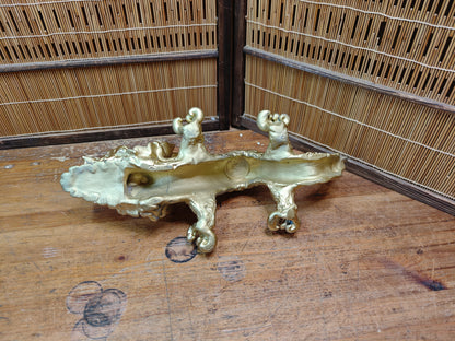 Vintage Japanese Dragon Pottery Gold Statue 1970s Shimonoseki Rare Art