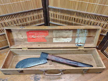 Rare Japanese Firefighter Ono Axe Forged Steel with Original Wood Box