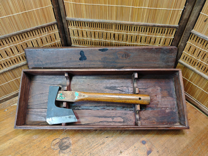 Vintage Japanese Firefighter Ono Axe 1950s Tool Antique Wood Box Rare