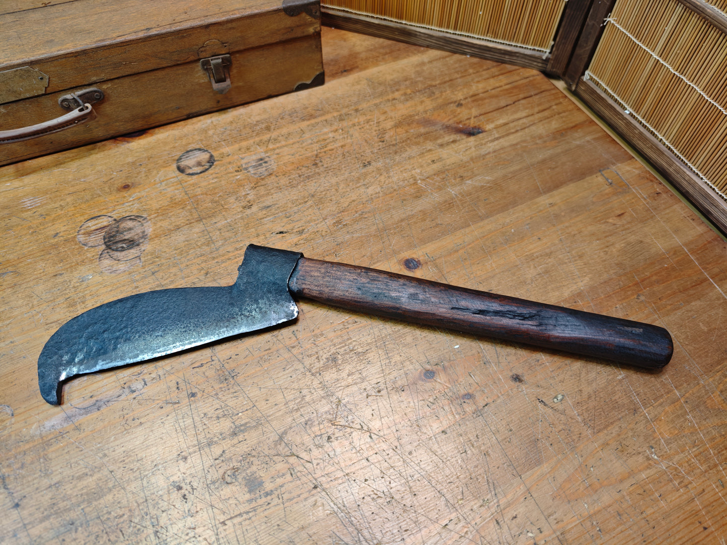 Rare Japanese Firefighter Ono Axe Forged Steel with Original Wood Box