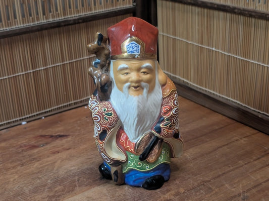 Japanese Kutani Fukurokuju God of Wisdom Longevity Shichifukujin Figurine Art