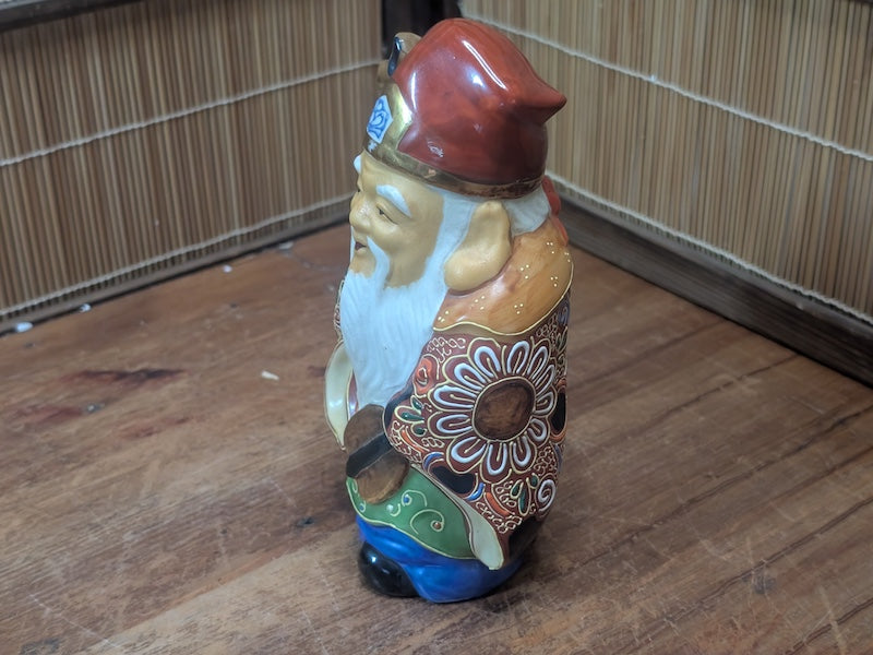 Japanese Kutani Fukurokuju God of Wisdom Longevity Shichifukujin Figurine Art