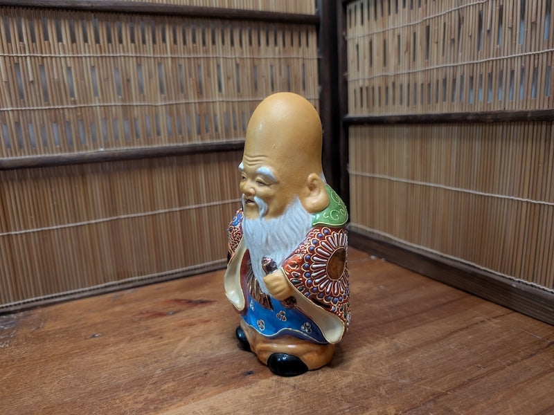 Authentic Japanese Kutani Ware Fukurokuju Lucky God Porcelain Statue