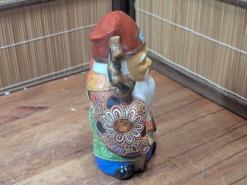 Japanese Kutani Fukurokuju God of Wisdom Longevity Shichifukujin Figurine Art