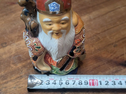 Japanese Kutani Fukurokuju God of Wisdom Longevity Shichifukujin Figurine Art