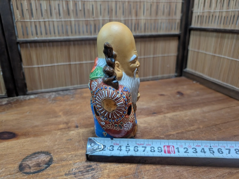 Authentic Japanese Kutani Ware Fukurokuju Lucky God Porcelain Statue