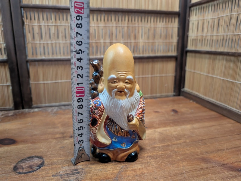 Authentic Japanese Kutani Ware Fukurokuju Lucky God Porcelain Statue