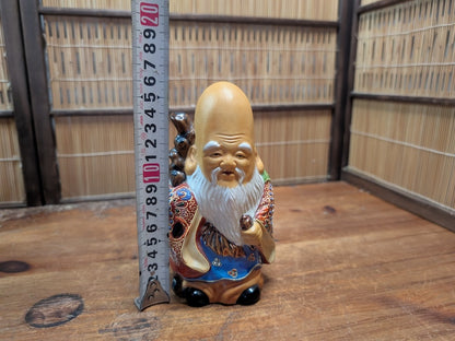 Authentic Japanese Kutani Ware Fukurokuju Lucky God Porcelain Statue