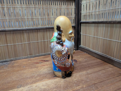 Authentic Japanese Kutani Ware Fukurokuju Lucky God Porcelain Statue