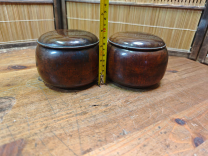 Vintage Japanese Go Bowls Bamboo Wood 1950s Empty Goke Set No Stones