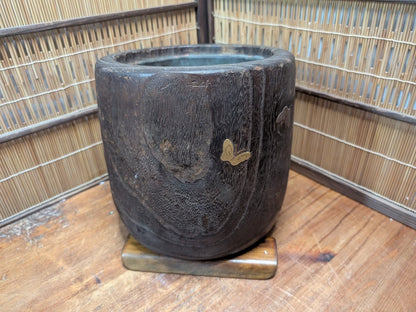 Japanese Hibachi S Size Makie Lacquer Chrysanthemum Brazier Tea Ceremony