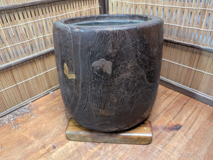 Japanese Hibachi S Size Makie Lacquer Chrysanthemum Brazier Tea Ceremony