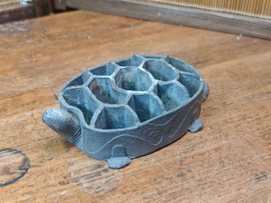 Vintage Japanese Ikebana Turtle Flower Holder 1980s | Pewter Namari