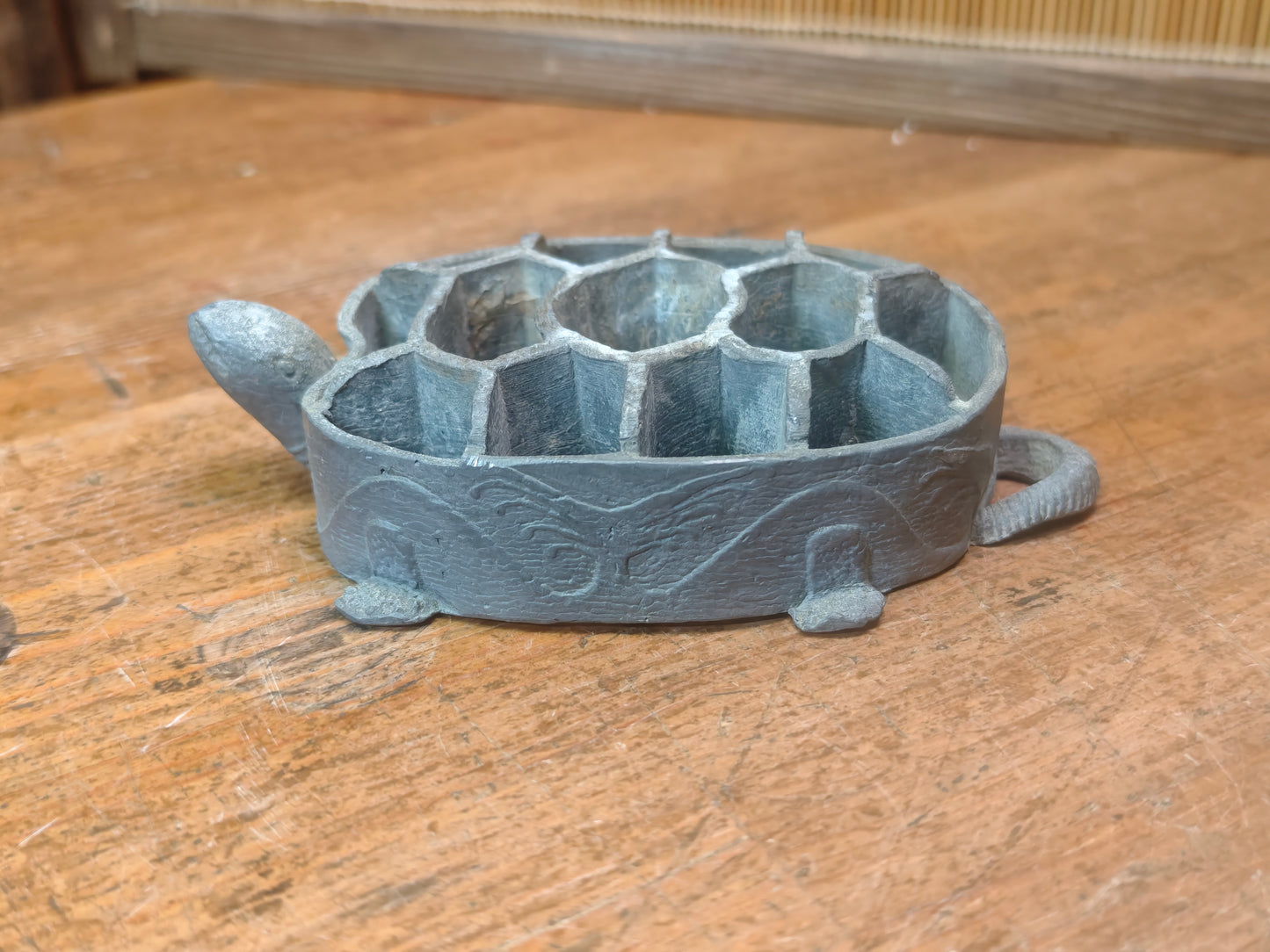 Vintage Japanese Ikebana Turtle Flower Holder 1980s | Pewter Namari