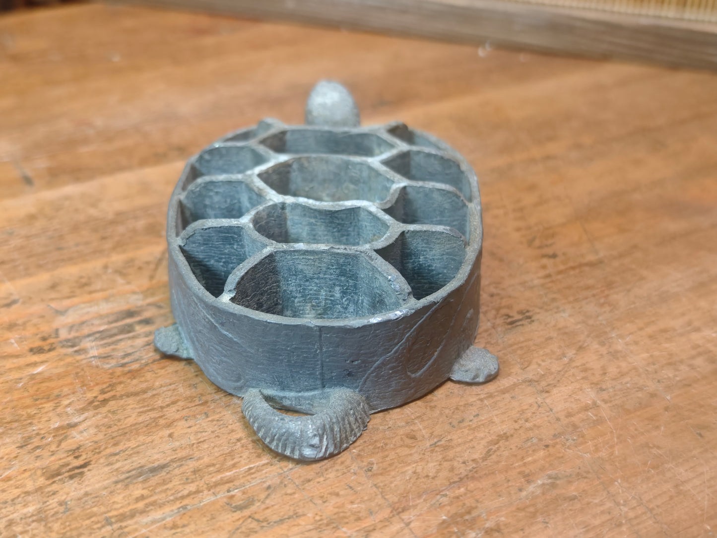 Vintage Japanese Ikebana Turtle Flower Holder 1980s | Pewter Namari
