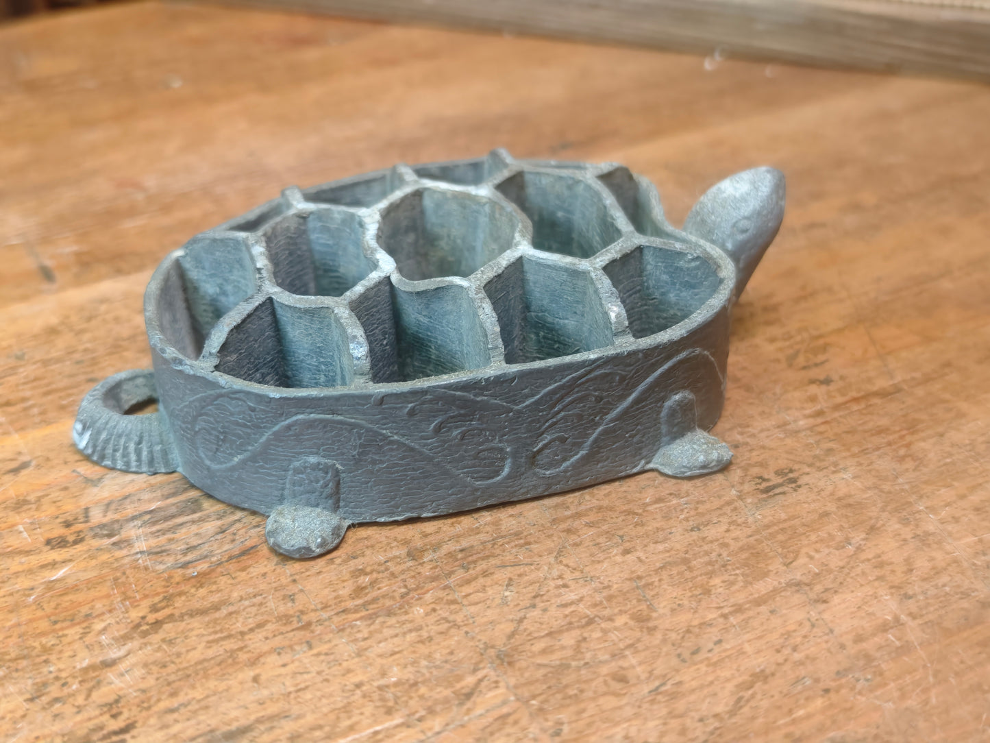 Vintage Japanese Ikebana Turtle Flower Holder 1980s | Pewter Namari