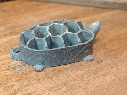 Vintage Japanese Ikebana Turtle Flower Holder 1980s | Pewter Namari