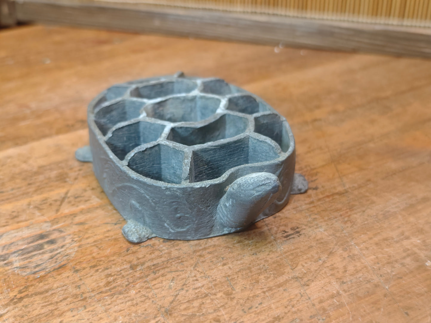 Vintage Japanese Ikebana Turtle Flower Holder 1980s | Pewter Namari