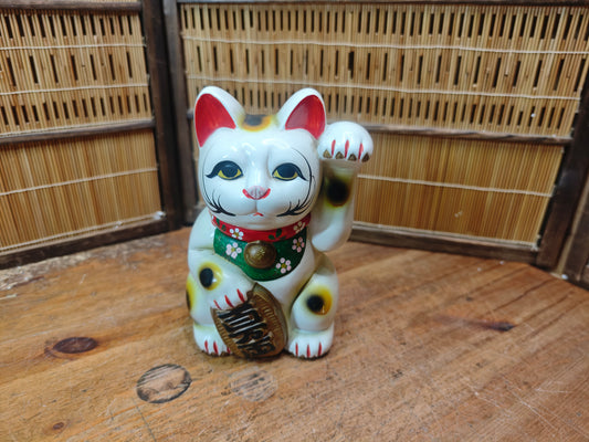 Vintage Japanese Maneki Neko Cat 1970s Ceramic Lucky Charm Japan