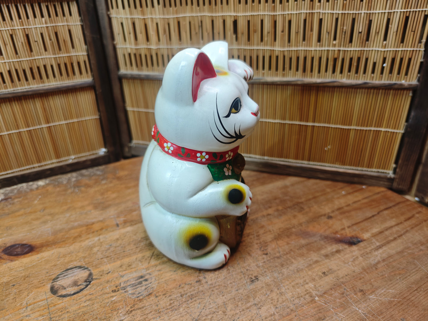 Vintage Japanese Maneki Neko Cat 1970s Ceramic Lucky Charm Japan