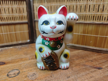 Vintage Japanese Maneki Neko Cat 1970s Ceramic Lucky Charm Japan
