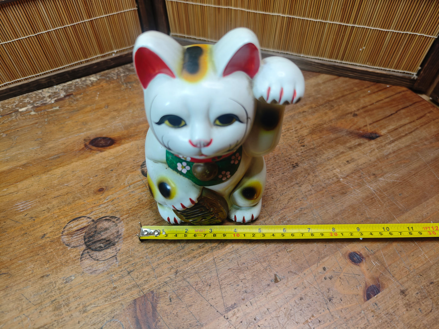 Vintage Japanese Maneki Neko Cat 1970s Ceramic Lucky Charm Japan