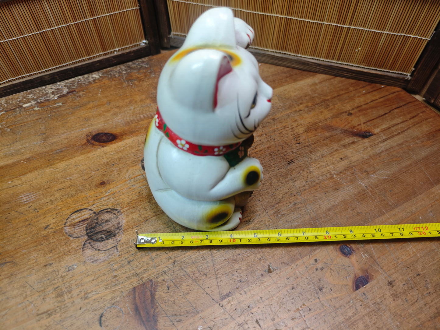 Vintage Japanese Maneki Neko Cat 1970s Ceramic Lucky Charm Japan