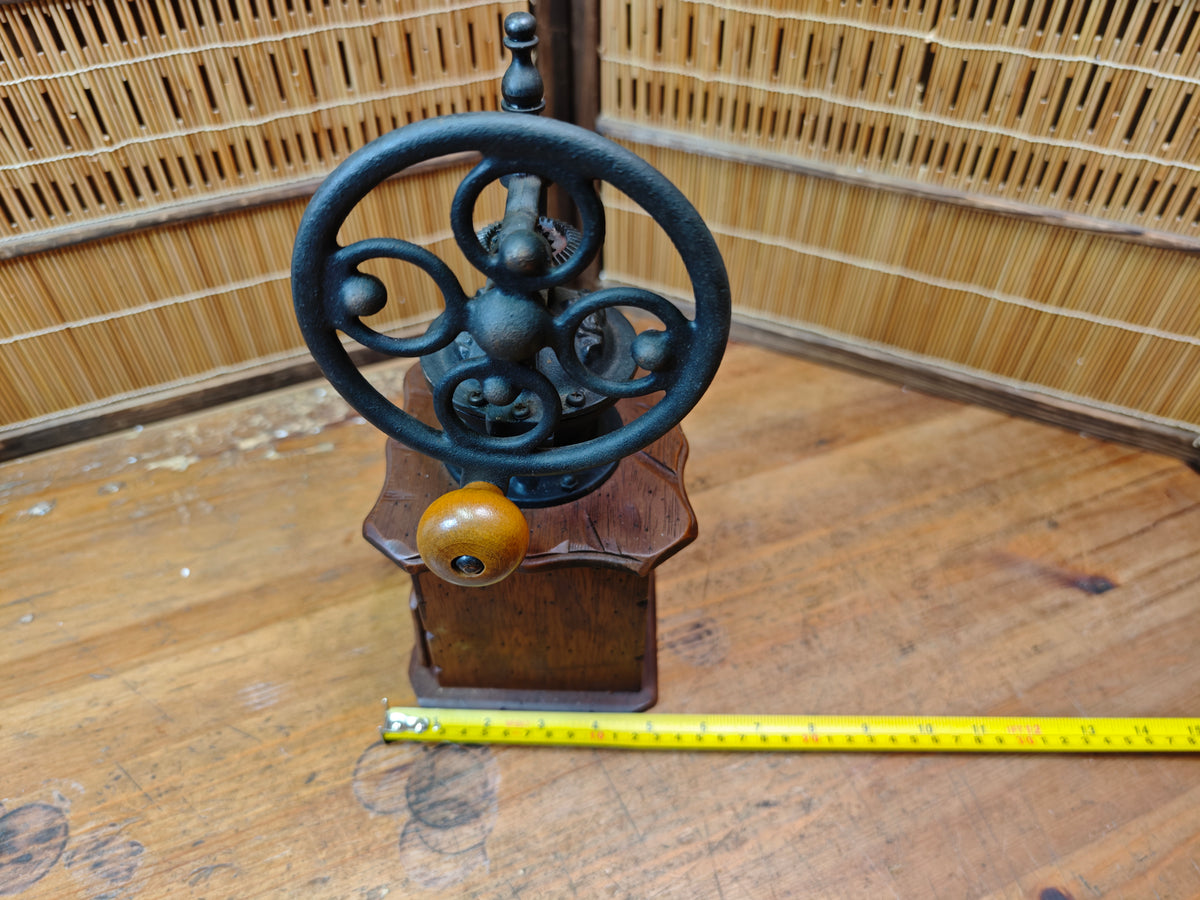 Vintage Japanese Manual Coffee Grinder Wood Steel Hand-Crank Coffee Mill