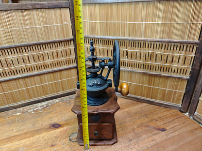 Vintage Japanese Manual Coffee Grinder Wood Steel Hand-Crank Coffee Mill